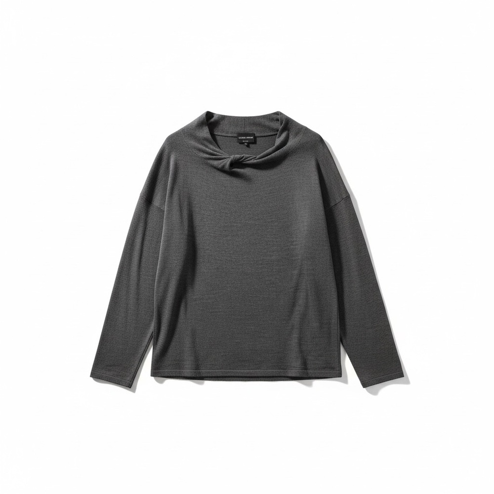Giorgio Armani High End Black Label Gray Real Wool Silk Top, Size 42
